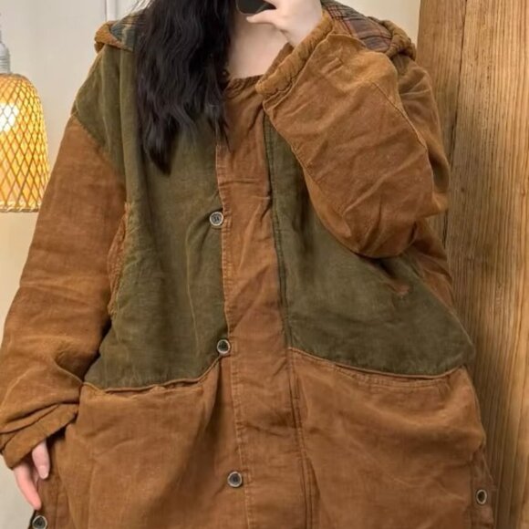Unique-100% Linen Cotton Quilted Coat, One Size (loose fit), Photo Colors - Picture 13 of 13